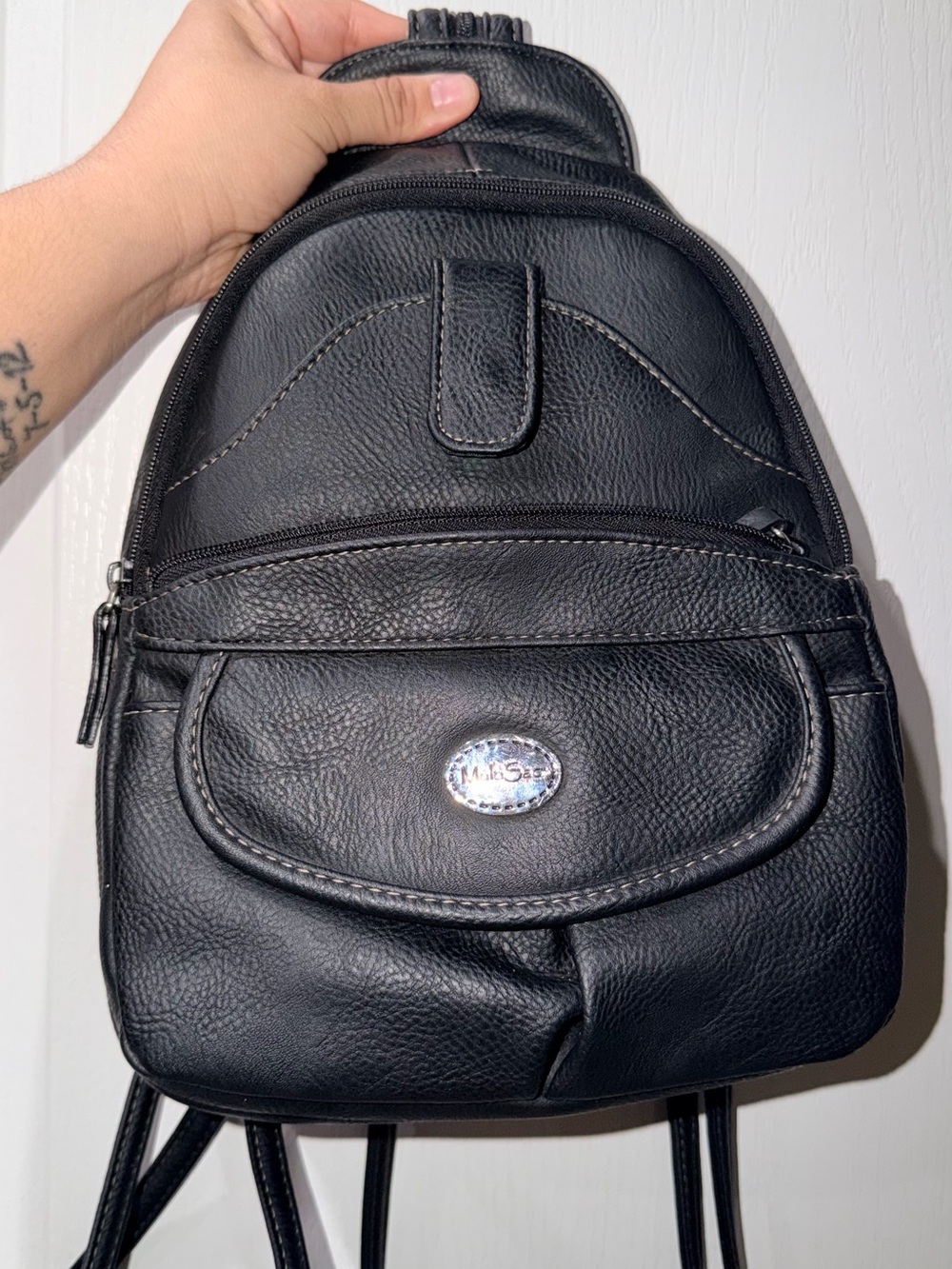 MultiSac Black Convertible Backpack Sling Organizer Purse Multi Pocket